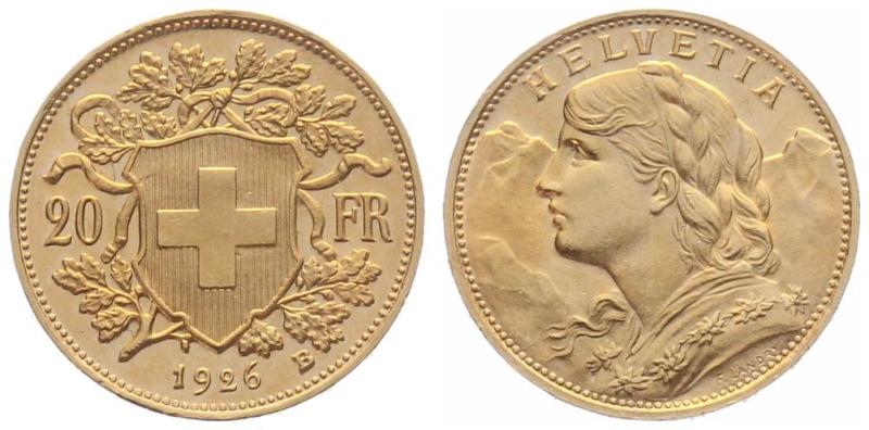 20 Franken 1926 B - Vreneli RAR